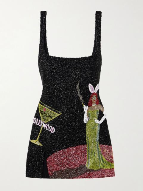 CLIO PEPPIATT Bunny embellished stretch-mesh mini dress Multi