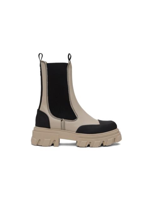 GANNI Taupe Cleated Mid Chelsea Boots