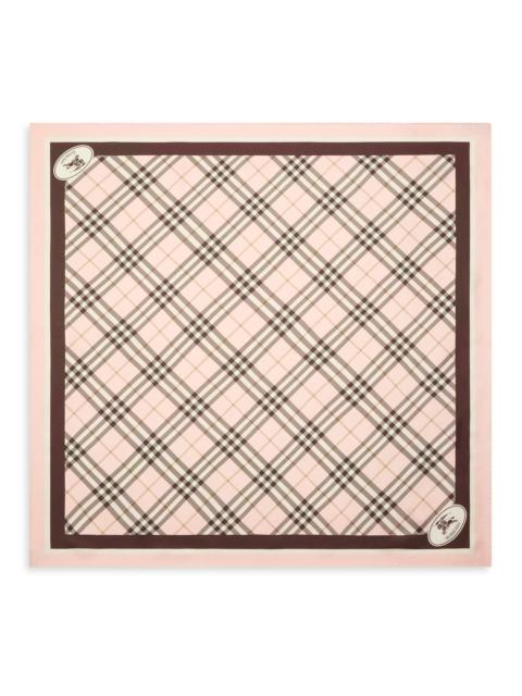 Burberry Women's Check Knight Stamp Silk Scarf - Bow Pink