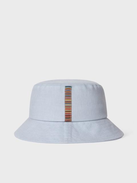 Linen Signature Stripe Trim Bucket Hat