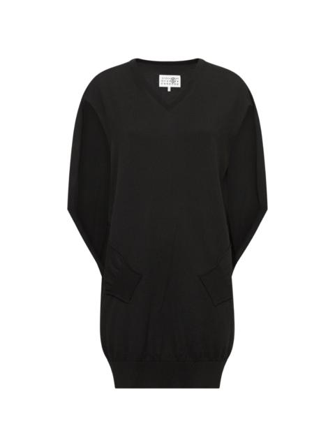 MM6 Maison Margiela V-neck cape-design minidress