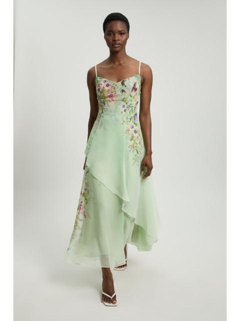 KAREN MILLEN Chiffon Floral Print Strappy Woven Maxi Dress