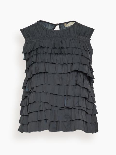 ULLA JOHNSON Quinn Layered Sleeveless Top in Noir