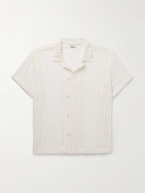 Meandering Convertible-Collar Cotton-Lace Shirt