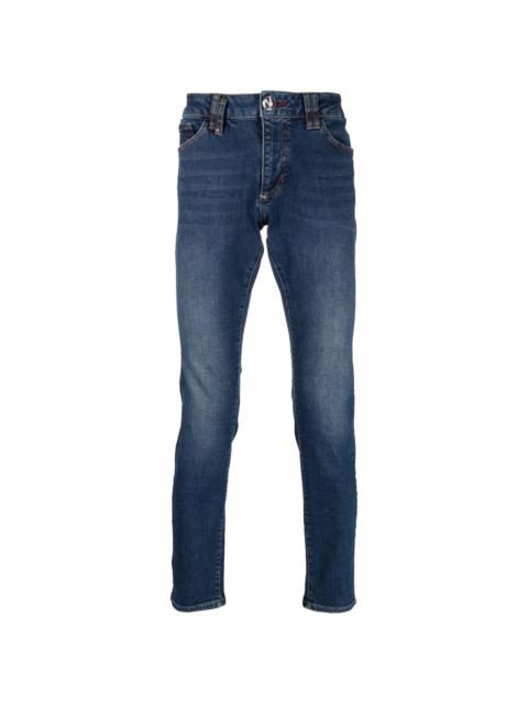 mid-rise slim-cut jeans