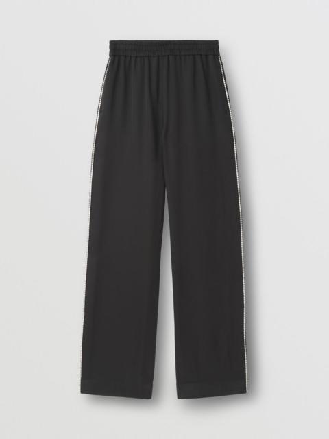 Crystal Stripe Silk Satin Blend Wide-leg Trousers