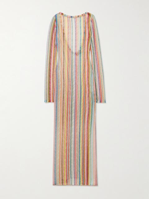 Missoni Mare Metallic-trimmed Striped Crochet-knit Maxi Dress