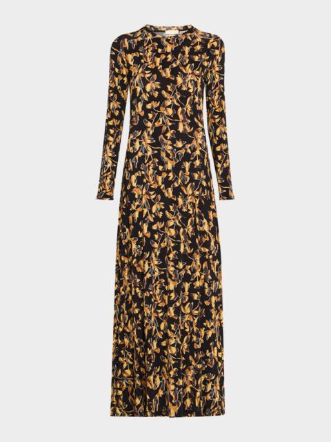 ULLA JOHNSON Amari Floral Long-Sleeve Jersey Dress