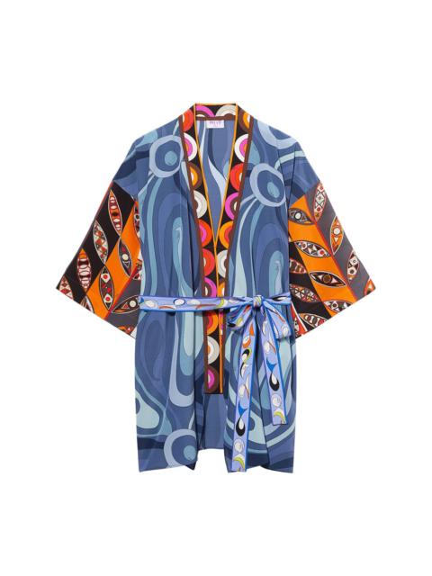 PUCCI graphic-print silk robe minidress