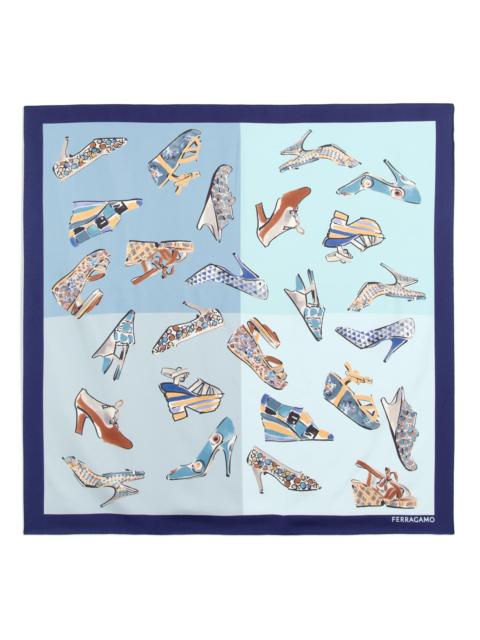 FERRAGAMO Women's Printed Silk Scarf - Washed Denim Navy