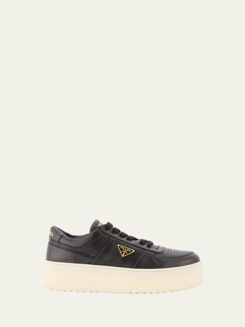 Prada Downtown Leather Low-Top Platform Sneakers