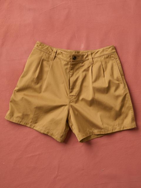 Drake's Khaki Cotton Wide Leg Double-Pleat Shorts
