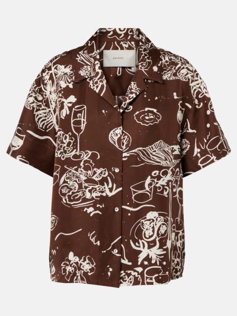 ASCENO Prague printed silk twill bowling shirt