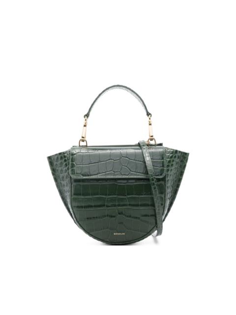 WANDLER mini Hortensia crocodile-embossed half-moon tote bag