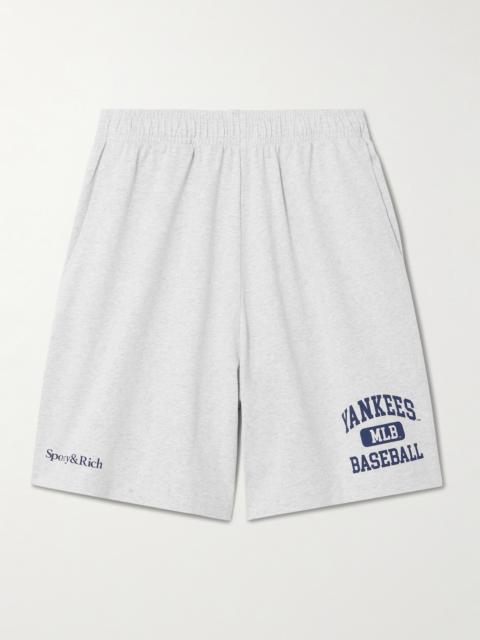 Sporty & Rich + New York Yankees Gym Printed Cotton-jersey Shorts