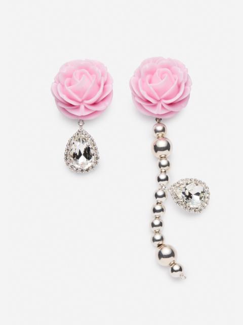 MAGDA BUTRYM Crystal and pearl rose earrings in pink