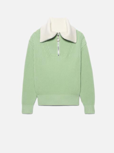 AMI Paris Zipped-Rollneck Ribbed Sweater
