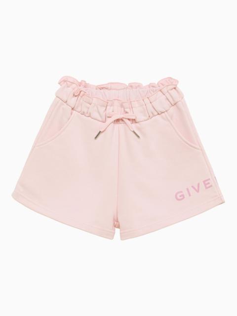 Pink cotton blend short with logo