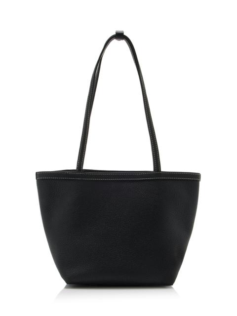 The Row Medium Park Leather Stitched Tote black
