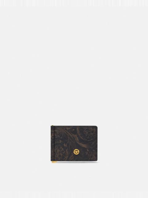 VERSACE Lasered Barocco Leaf Clip Wallet