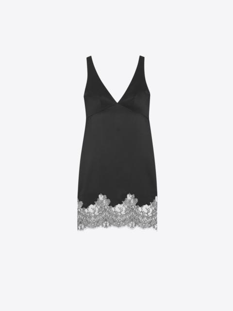 SAINT LAURENT laced dress in crepe satin