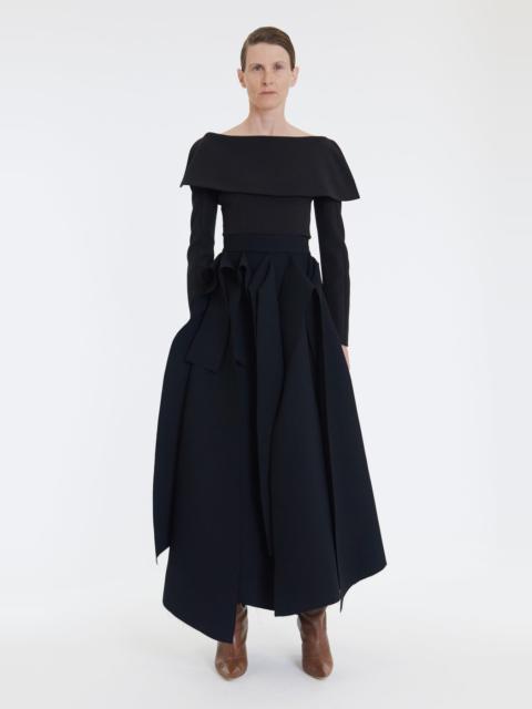 A.W.A.K.E. MODE LONGSLEEVE TOP WITH EXAGGERATED COLLAR BLACK