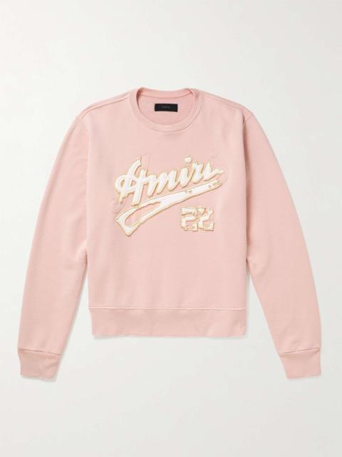 AMIRI Logo-Appliquéd Distressed Cotton-Jersey Sweatshirt