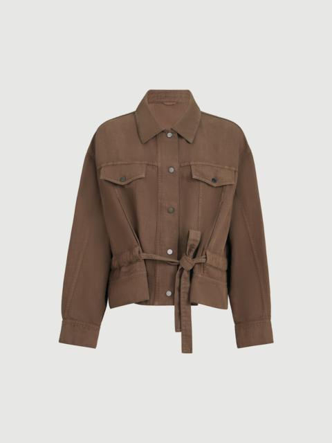 Brunello Cucinelli Garment-dyed outerwear jacket in cotton and linen cover with monili