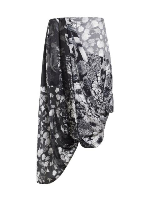 Maison Margiela Printed silk asymmetric draped midi skirt