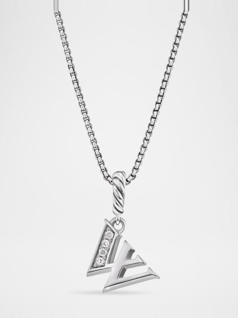 DAVID YURMAN Pave Initial Pendant Necklace with Diamonds in Silver