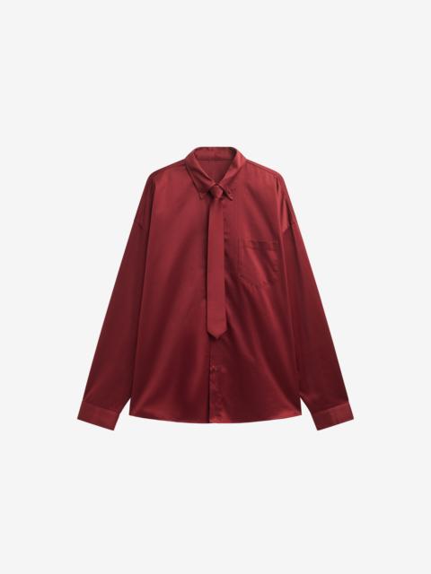 The Frankie Shop Havelock Oversized Neck-Tie Shirt - Dark Red