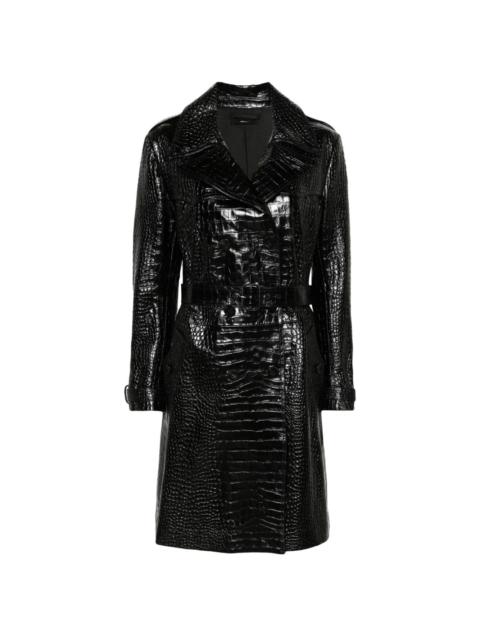 TOM FORD crocodile-effect leather trench coat