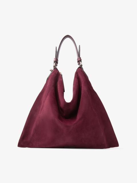 JIMMY CHOO Ana Hobo/s
Burgundy Suede and Smooth Calf Leather Hobo Handbag