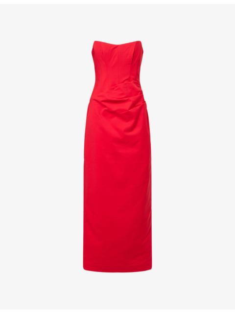 SHONA JOY Lani Corset Cotton-Blend Maxi Dress