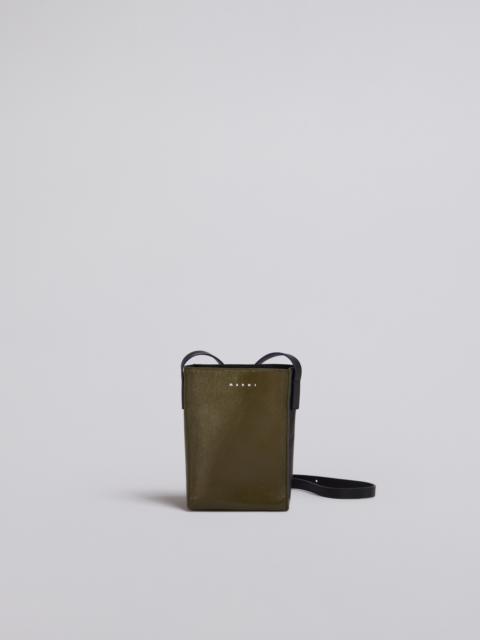 Marni MUSEO SOFT SMALL BAG IN GREEN AND BLACK LEATHER