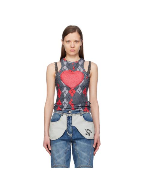 SSENSE Exclusive Gray & Red Puffy Heart Saver Tank Top