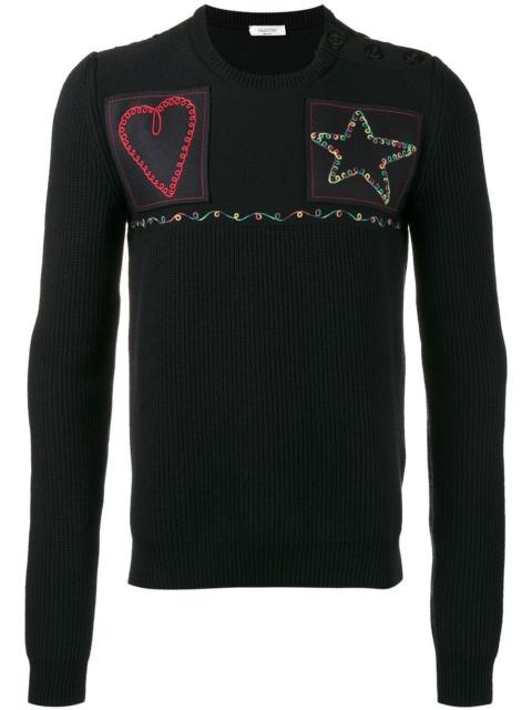 Valentino patched fisherman knit sweater