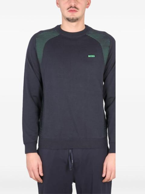 BOSS striped-panel crew neck sweatshirt