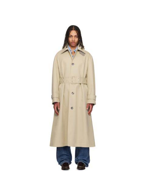 Beige Cotton Belted Mac Coat