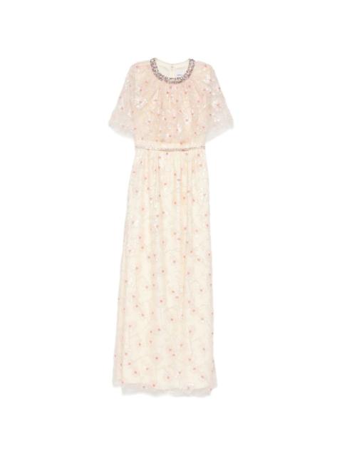 self-portrait sequined-florals embellished dress