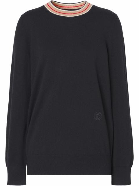 Burberry stripe-neckline cashmere jumper