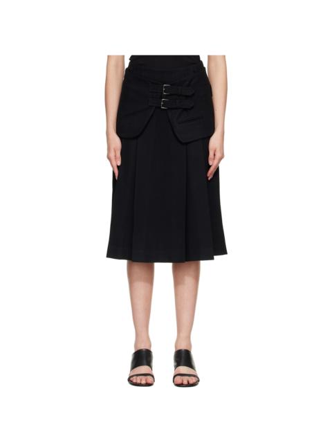 Tonywack Black Wool Double-Layered Midi Skirt