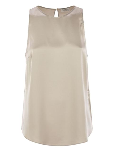 silk-satin sleeveless blouse