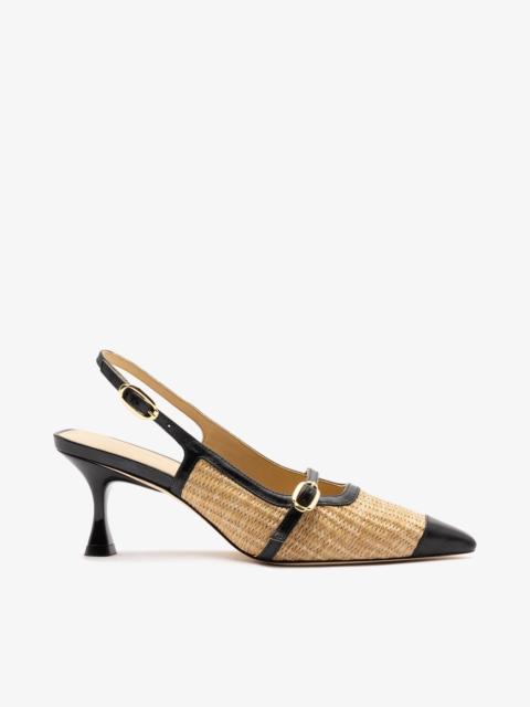 Larroudé Ines Pump Natural Raffia and Black Leather
