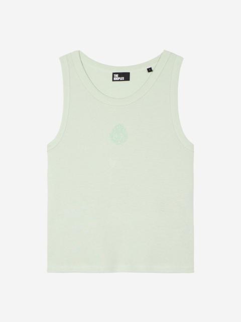 The Kooples COTTON TANK TOP WITH GREEN COAT OF ARMS
