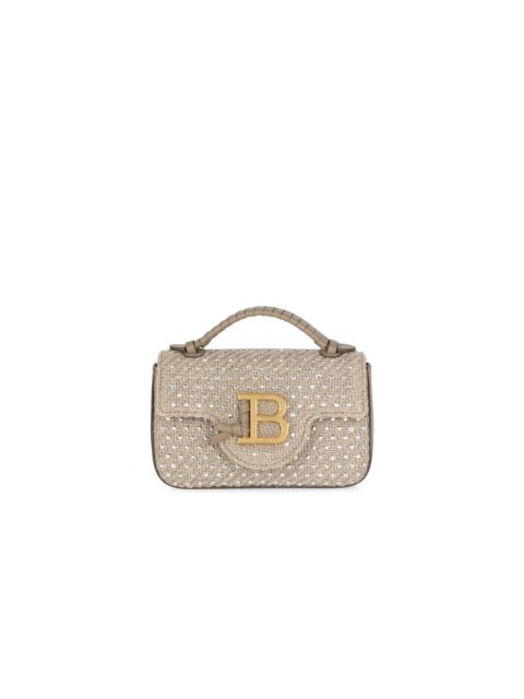 Balmain B-Buzz Mini raffia bag with rhinestones