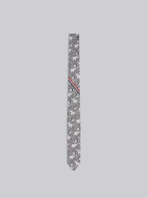 Thom Browne Medium Grey Silk Tricolor Stripe Animal Icon Jacquard Tie