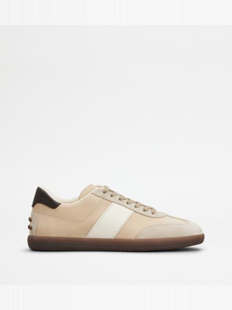 Tod's TOD'S TABS SNEAKERS IN SUEDE E NUBUCK - BEIGE, WHITE, BROWN