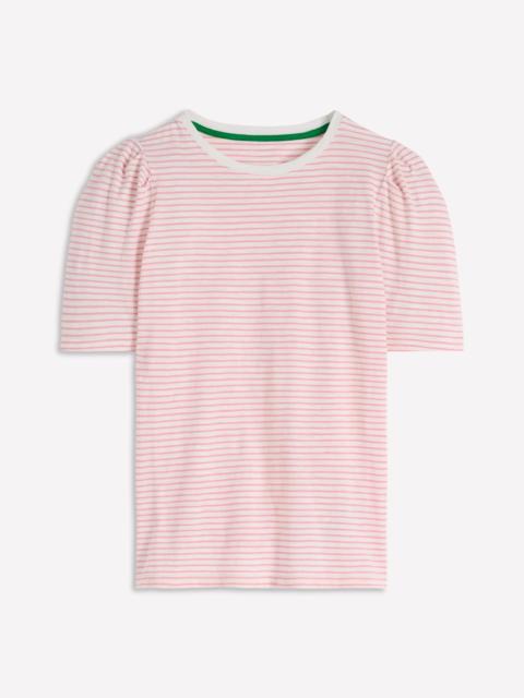 BODEN Sophie Puff Sleeve T-shirt-Formica Pink and Ivory Stripe