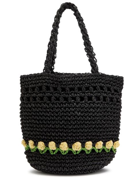 DAMSON MADDER. Damson Madder Tulip Raffia top Handle bag
